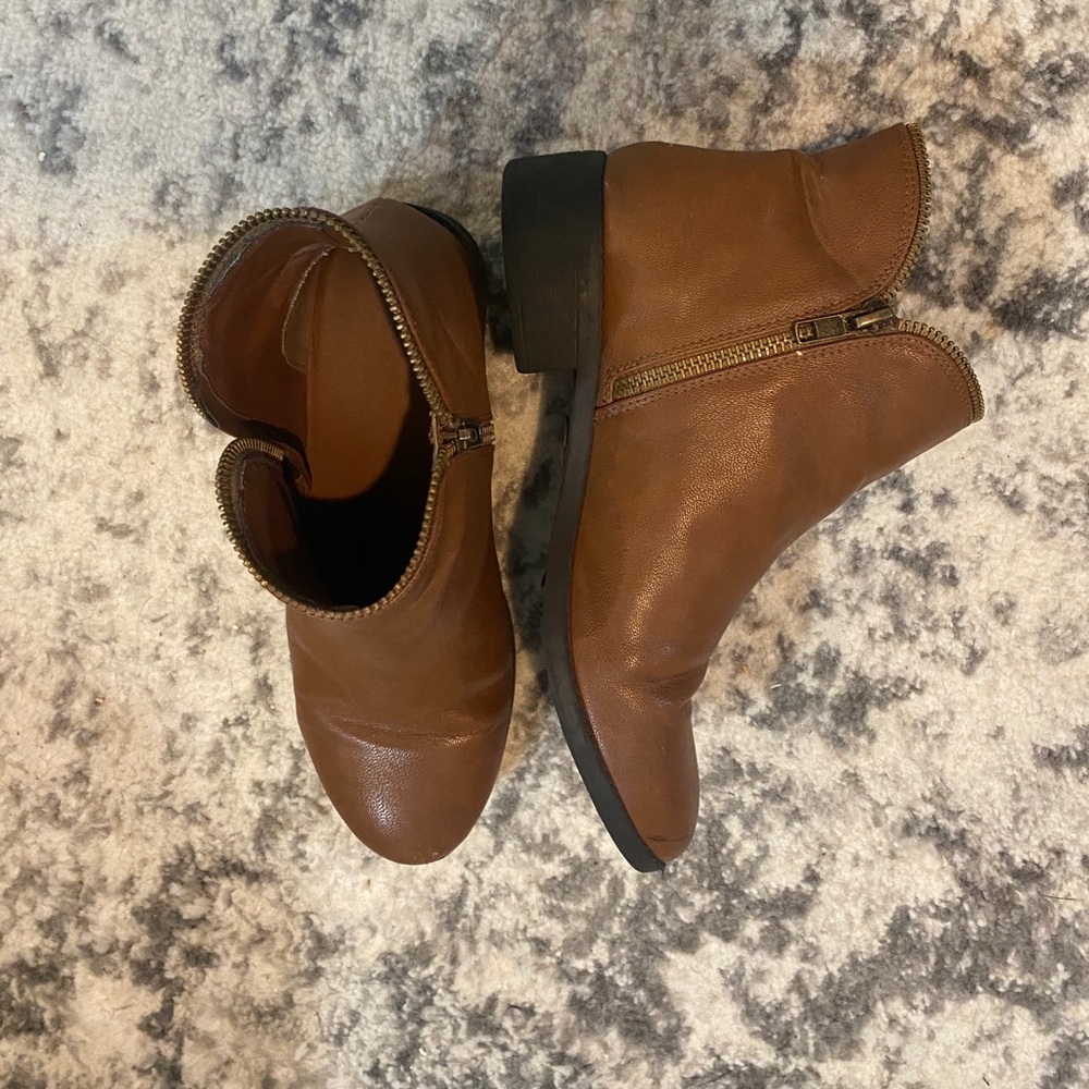 Women’s Brown Booties with Gold Zipper Details